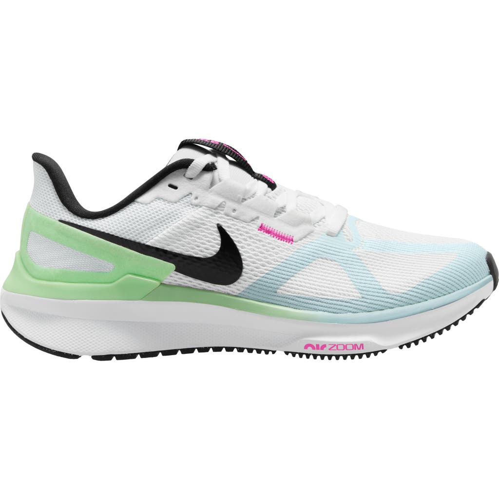 Nike Air Zoom Structure 25 Road Running Shoe In White/black/blue