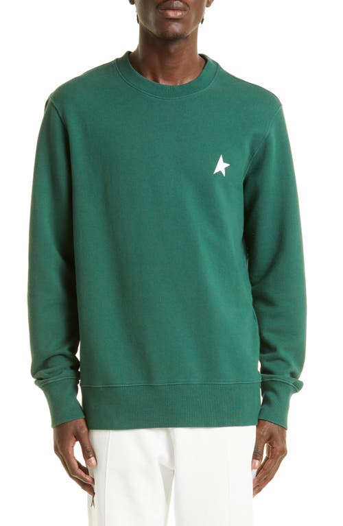Golden Goose Men's Star Cotton Logo Sweatshirt in Bright Green/White