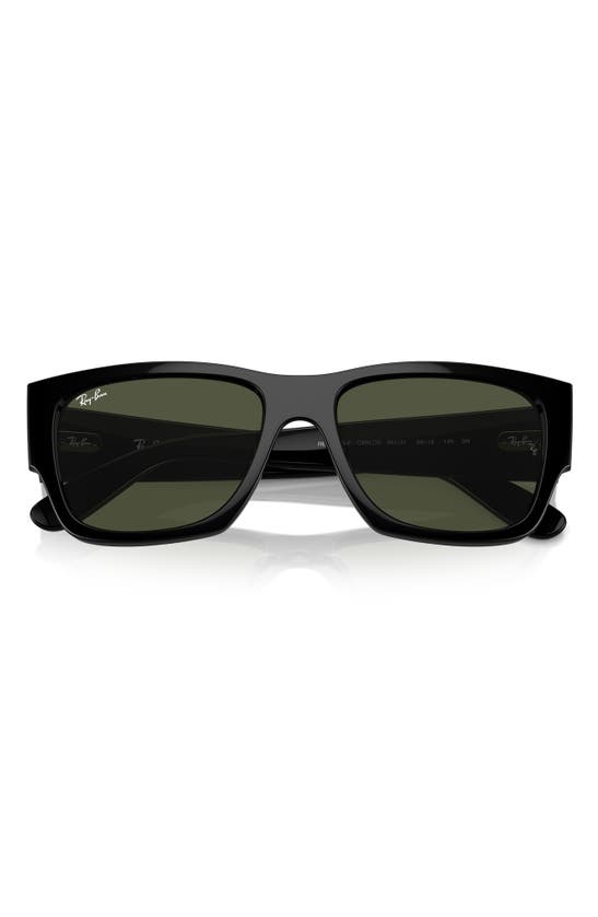 Ray Ban Ray-ban Carlos 56mm Polarized Rectangle Sunglasses In Black