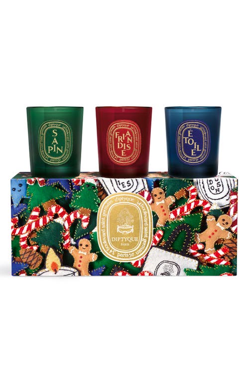 Diptyque Sapin (Pine Tree),Friandise (Sweet Treat) and Étoile (Star) Candle Gift Set 