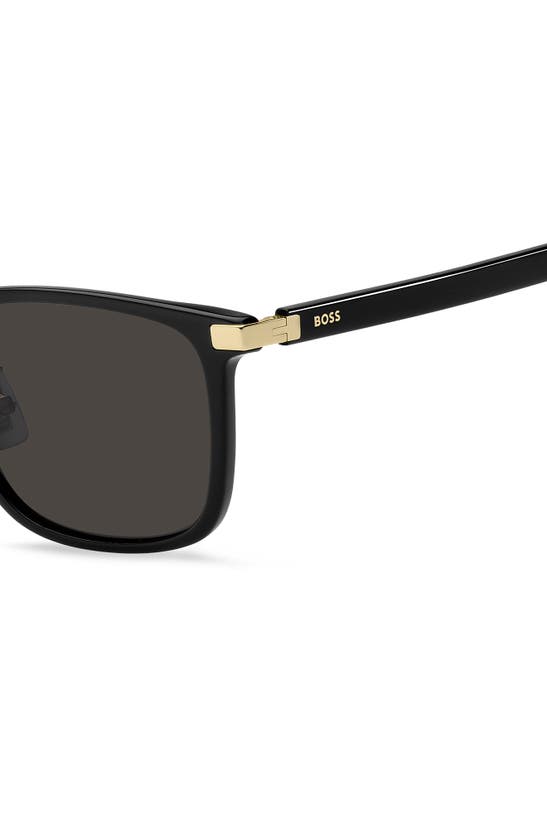 Shop Hugo Boss 57mm Rectangular Sunglasses In Black Gold