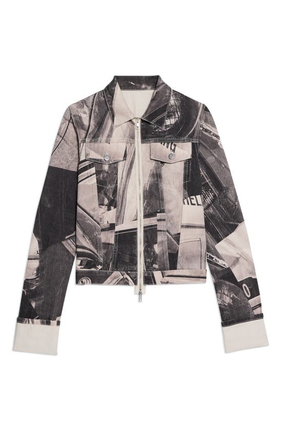 Shop Helmut Lang Graphic Print Cotton Trucker Jacket In Black Multi