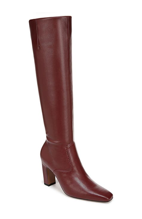 Dark red knee high boots best sale