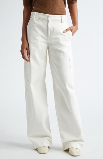 Vince Utility High Waist Wide Leg Recycled Wool Blend Pants In Off White