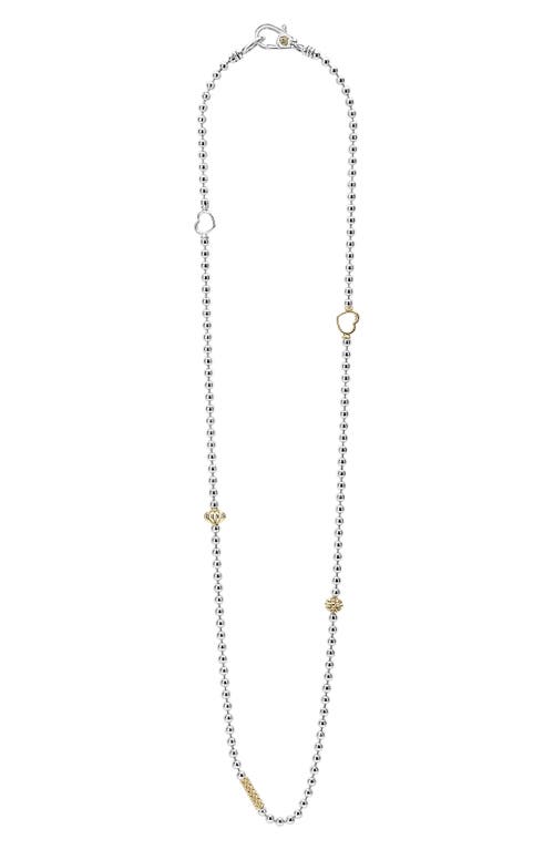 LAGOS Signature Caviar Beaded Station Necklace in Silver at Nordstrom, Size 18
