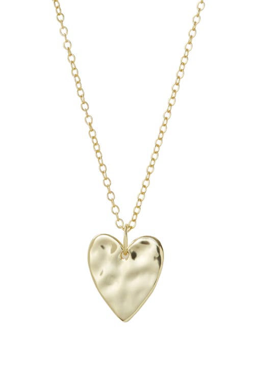 Argento Vivo Sterling Silver Hammered Heart Pendant Necklace in Gold