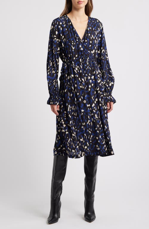 Masai Copenhagen Norin Faux Wrap Long Sleeve Dress in Medieval Blue 