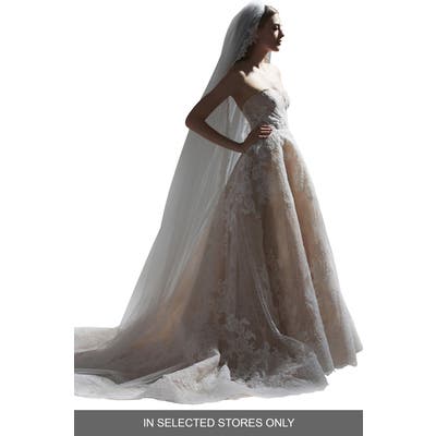 Watters Seraphine Strapless Floral Lace Wedding Dress, Size IN STORE ONLY - Ivory