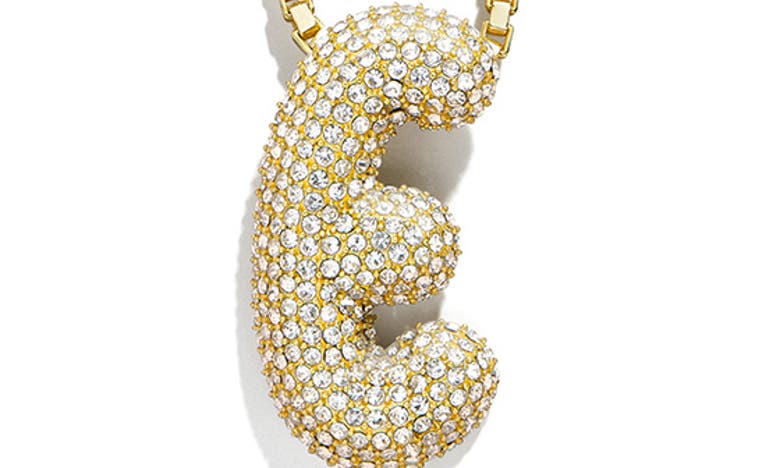 Shop Baublebar Pavé Crystal Bubble Initial Pendant Necklace In Gold E