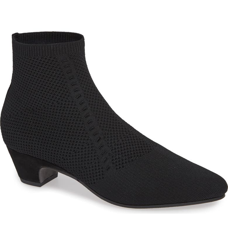 EILEEN FISHER Purl Sock Bootie, Main, color, BLACK STRETCH FABRIC