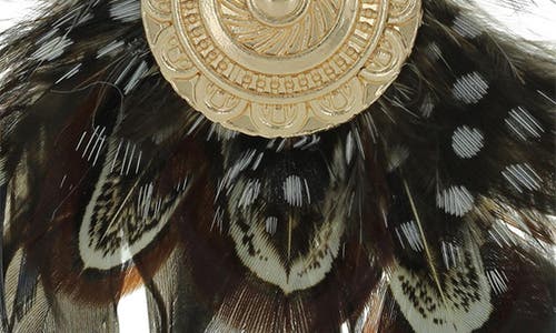 Olivia Welles Medallion Feather Drop Earrings In Gold/black