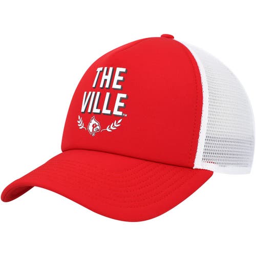 Men's adidas Red Louisville Cardinals Phrase Foam Front Trucker Adjustable Hat