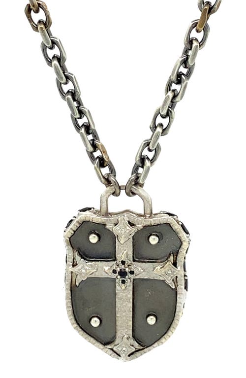 Armenta Romero Medium Cross Shield Pendant Necklace in Silver at Nordstrom, Size 22