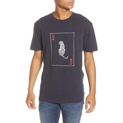 French Connection Slim Fit Tiger Playing Card Graphic T-Shirt, Blue