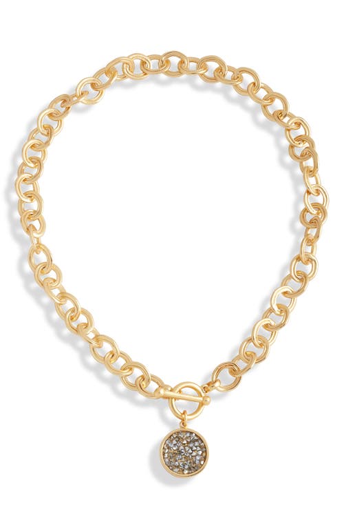Karine Sultan Pavé Cubic Zirconia Coin Pendant Necklace In Gold