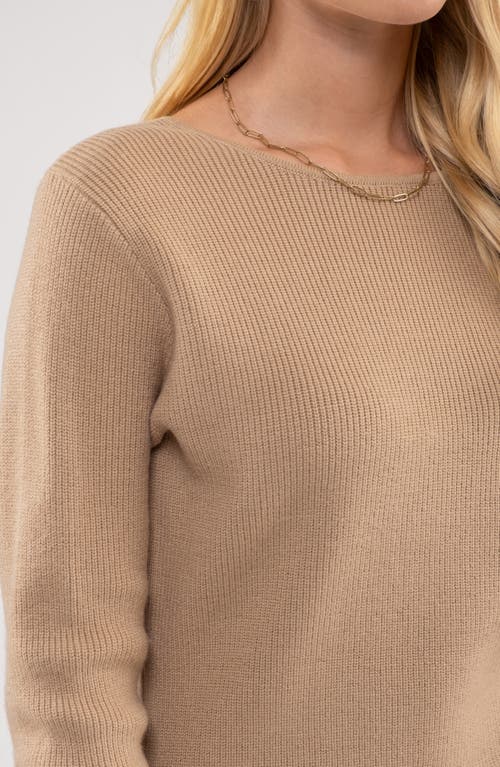 Shop August Sky Cutout Sweater Dress In Light Taupe