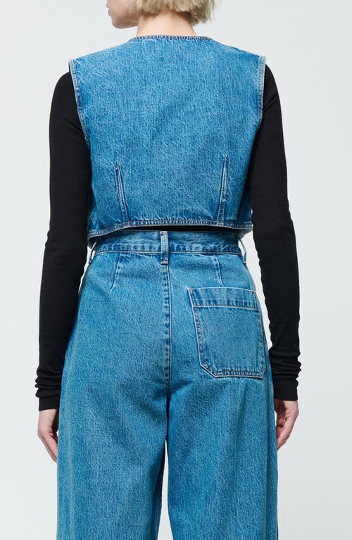 Shop Etica Ética Elea Denim Crop Waistcoat In Everglades