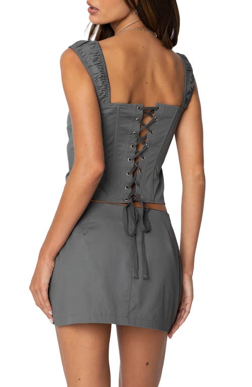 Shop Edikted Adalyn Ruched Corset Top In Dark-gray