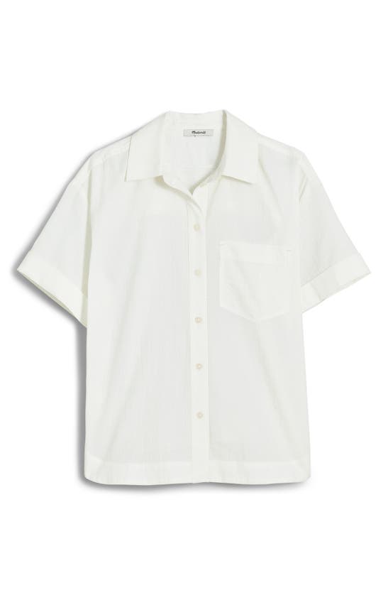 Shop Madewell Oversize Boxy Short Sleeve Seersucker Button-up Shirt In Eyelet White