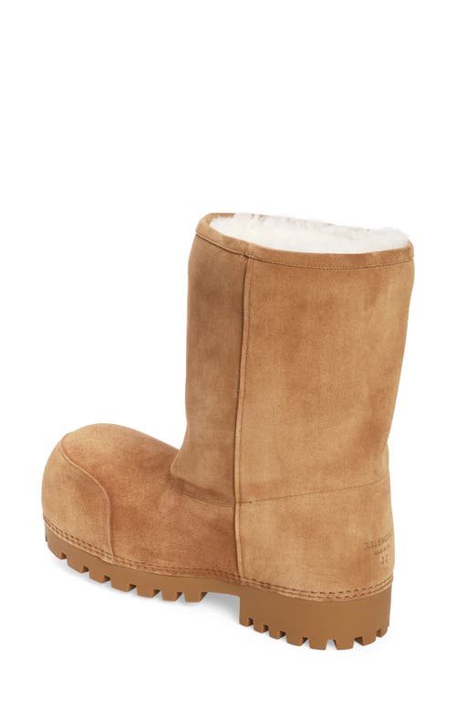 Balenciaga Alaska Low Shearling-lined Suede Boots In 2200 Brown/white
