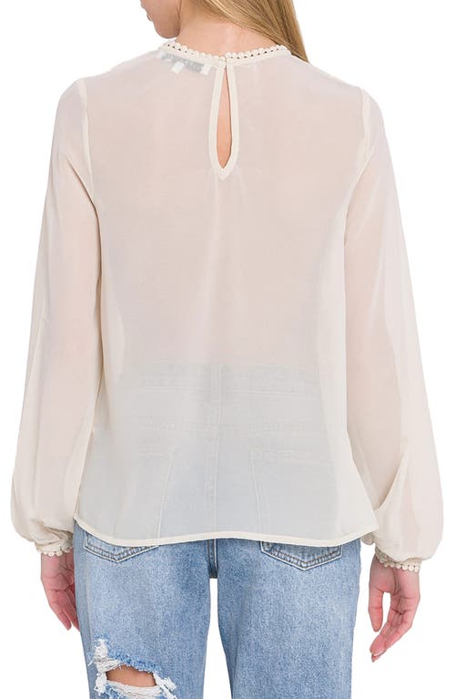 Endless Rose Ruffle & Lace Detail Chiffon Blouse In Ivory