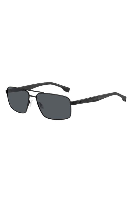Hugo Boss 59mm Aviator Sunglasses In Matte Black Grey