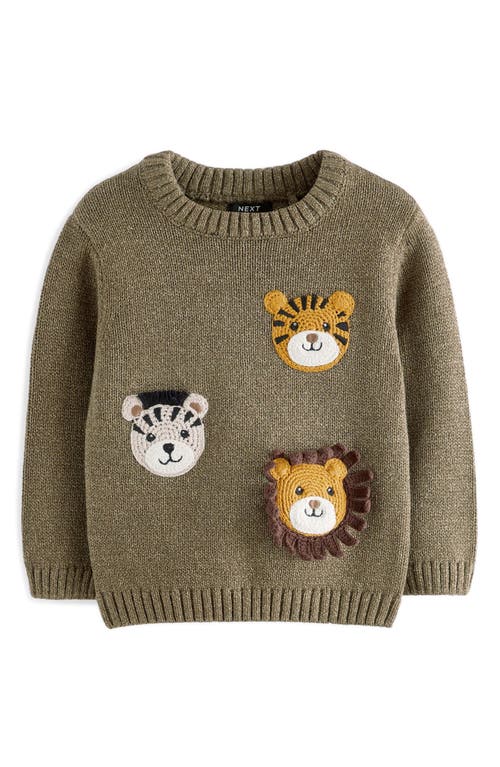 Shop Next Kids' Safari Appliqué Cotton Graphic Sweater In Green