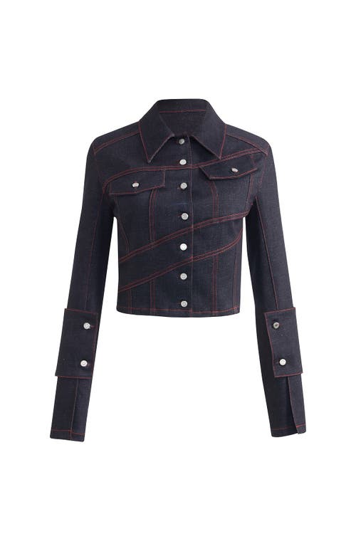 Jendue Davidson Jacket With Cross Sewed Detail In Deep Blue