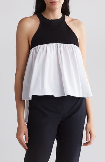 Shop Vici Collection Reverie Colorblock High-low Tank In Black/white