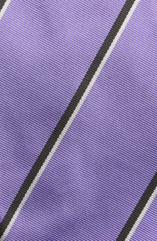 Ralph Lauren Purple Label Super Repp Stripe Silk Tie In Lavender/black