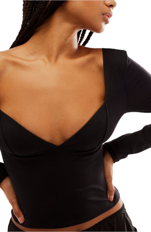 Free People Duo Long Sleeve Top In Black
