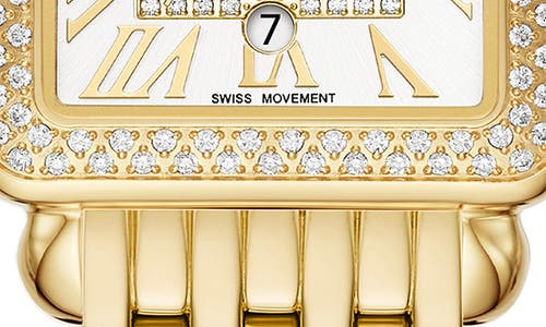 Shop Michele Deco Madison Mid Diamond Bracelet Watch, 29mm X 31mm In Gold/silver/gold
