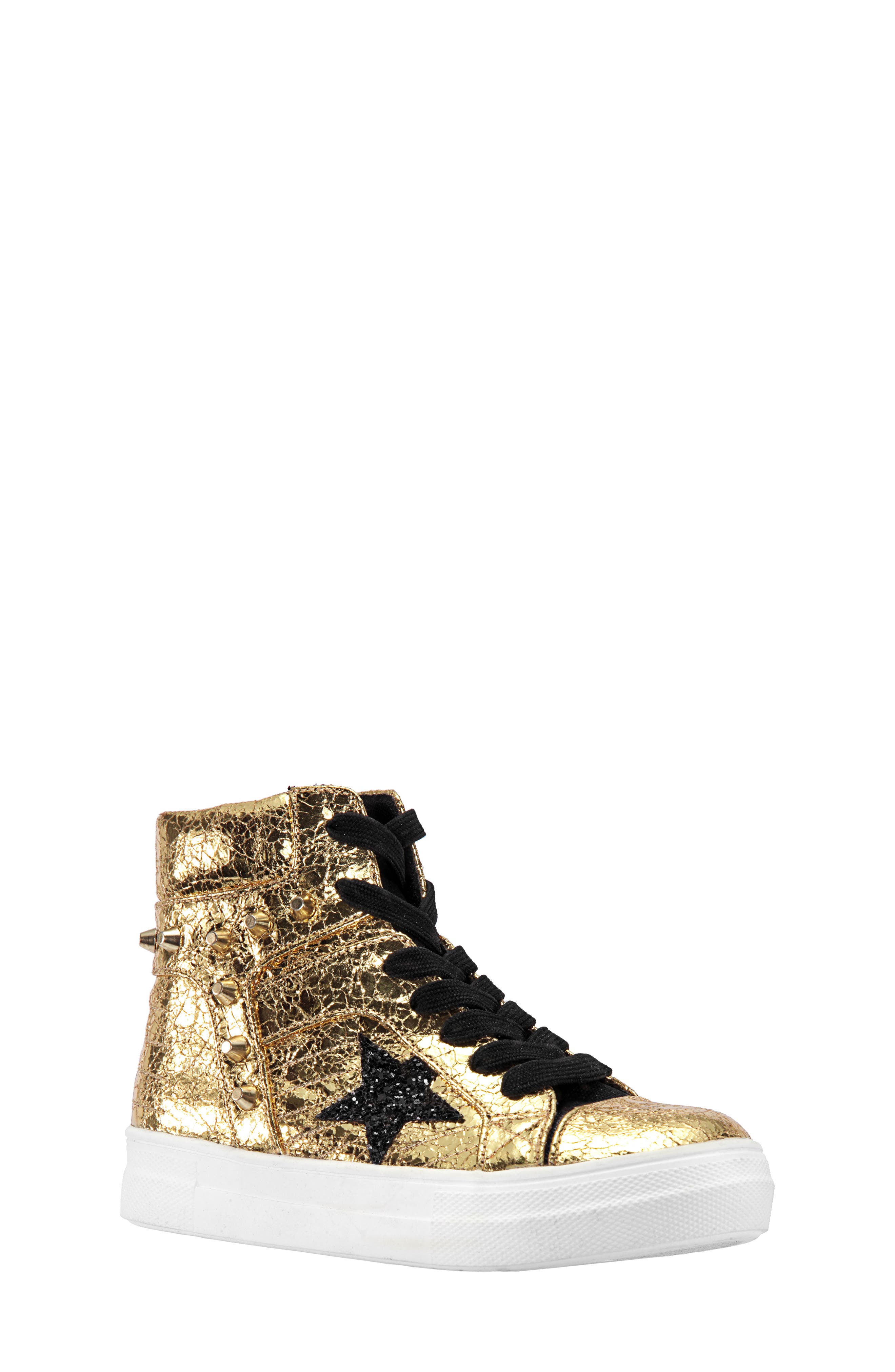 UPC 794378359111 product image for Girl's Nina Ima Studded High Top Sneaker, Size 1 M - Metallic | upcitemdb.com