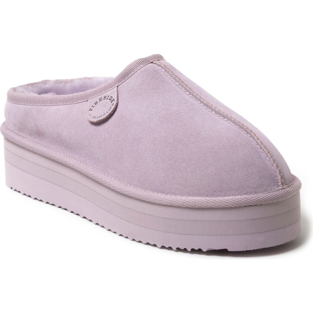 Dearfoams Fireside By Women's Queenstown Genuine Shearling Platform Clog In Lilac