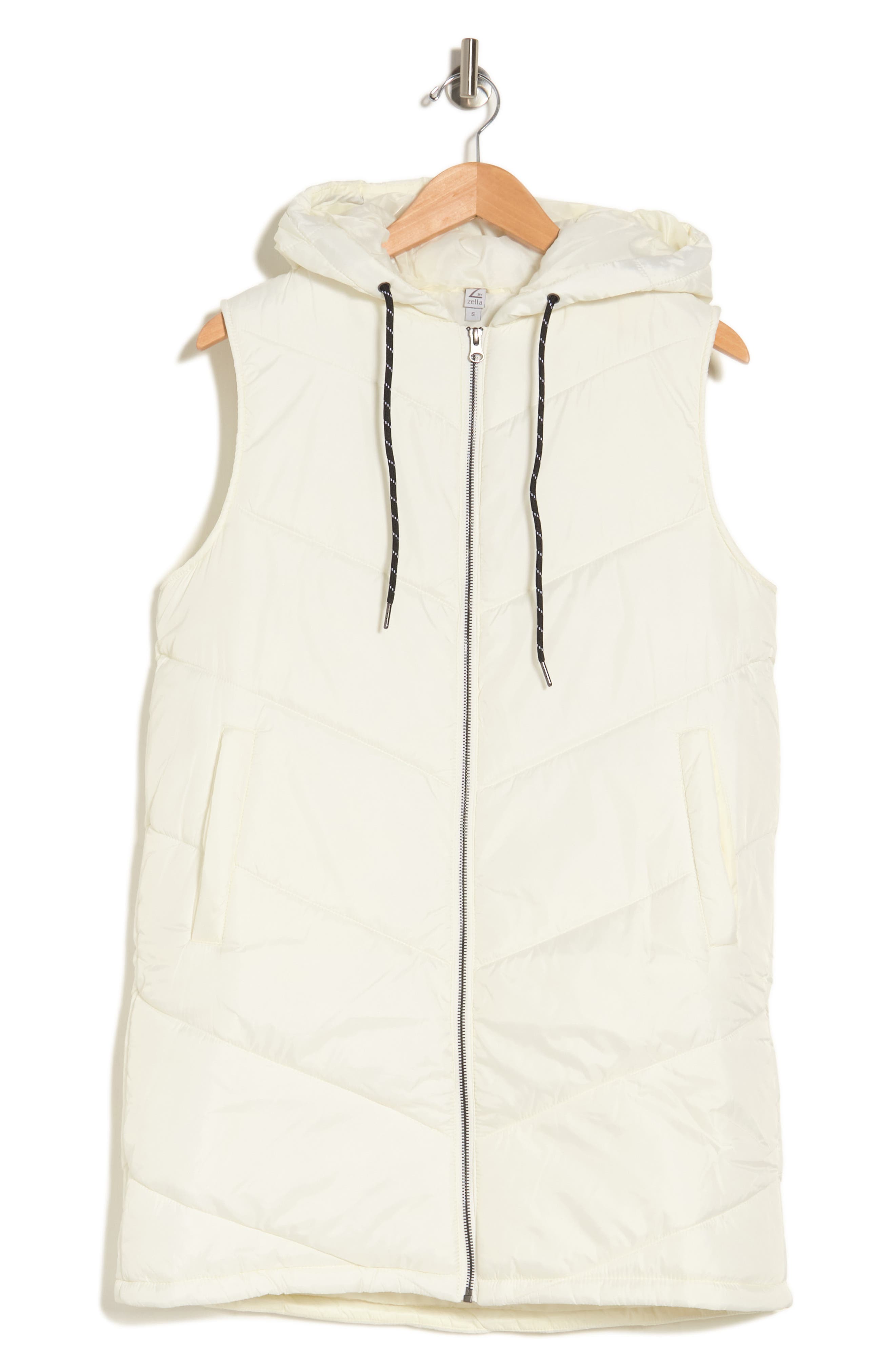 Z by Zella Puffer Vest in Ivory Cloud at Nordstrom Rack, Size X-Large