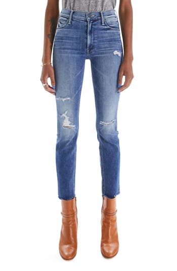 Mother The Dazzler Mid Rise Ankle Straight Jeans In Weekend Warrior In Weekend Warrior