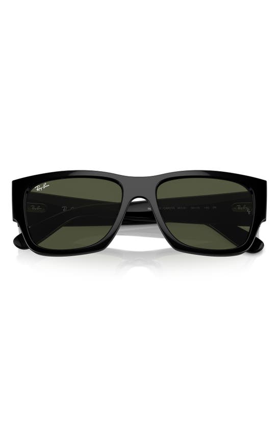 Shop Ray Ban Ray-ban Carlos 56mm Polarized Rectangular Sunglasses In Black