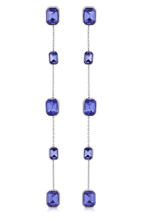 Shop Ettika Baguette Crystal Linear Drop Earrings In Rhodium/blue