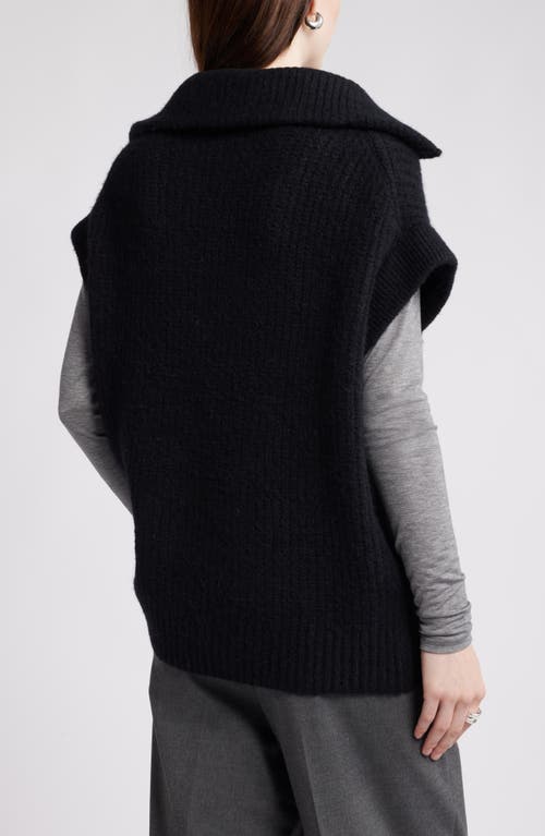 Shop Nordstrom Rib Zip-up Sweater Vest In Black Rock