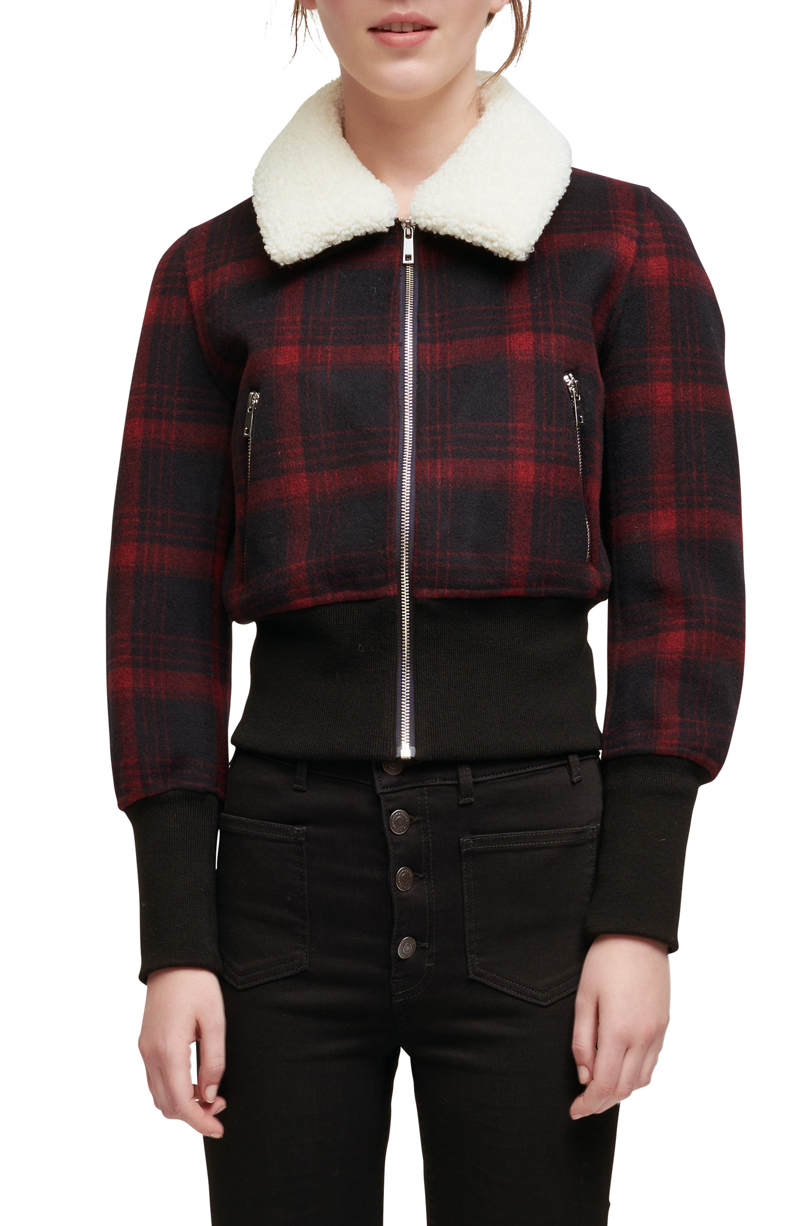 maje gangzam plaid hooded coat