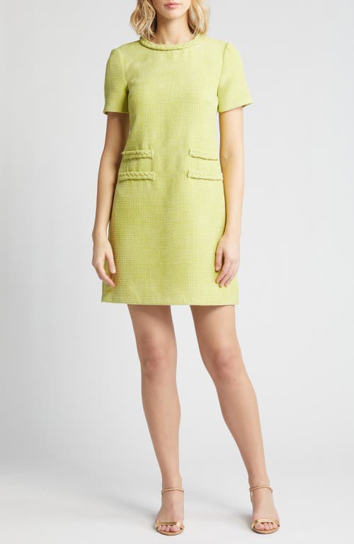 Braid Detail Tweed Dress in Lime