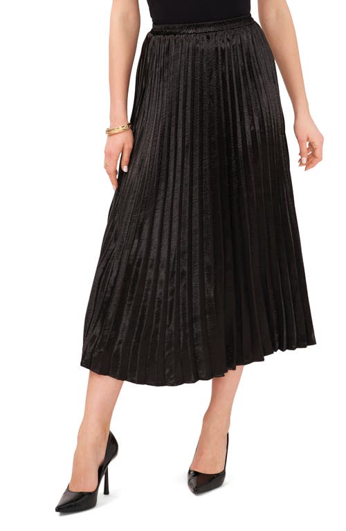 Pleated Crepe Midi Skirt in Rich Black