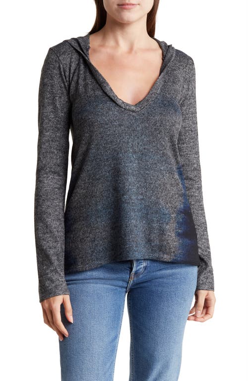 Shop Go Couture Hooded Tunic Sweater In Grey/blue Perennial