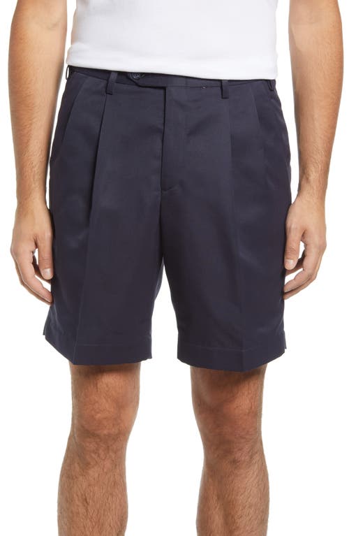 Pleated Shorts in Navy