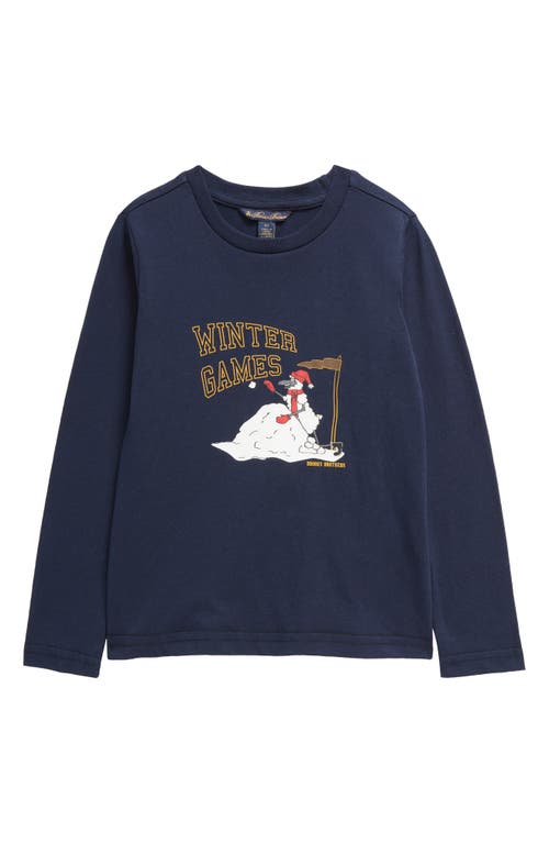 Brooks Brothers Kids' Long Sleeve Graphic T-shirt In Navy