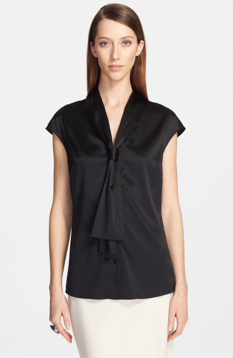 St. John Collection Tie Neck Silk Charmeuse Shell | Nordstrom