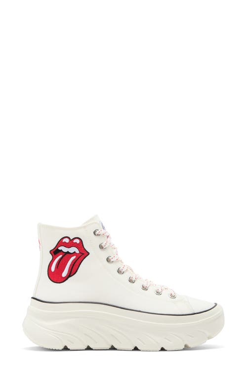 Shop Skechers X Rolling Stones Funky Street Sing It Loud High Top Platform Sneaker In White/red