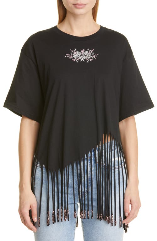 Collina Strada Homecoming Embellished Fringe Organic Cotton T-Shirt in Black