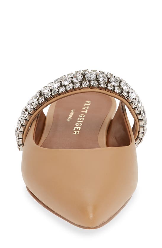 Shop Kurt Geiger London Princely Crystal Embellished Mule In Camel Leather