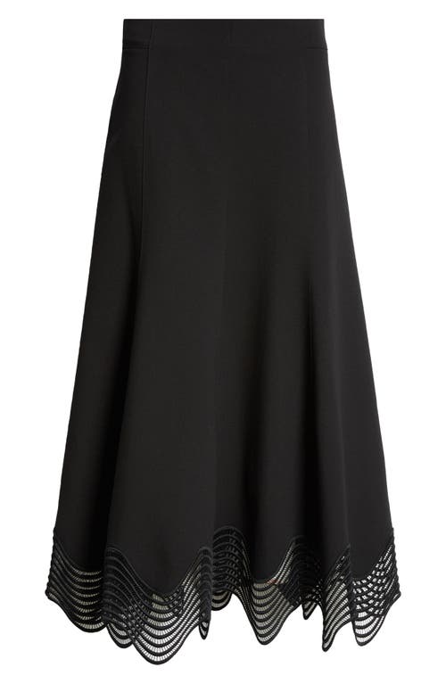 Shop Akris Punto Waved Lace Hem Jersey Midi Skirt In Black